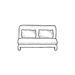 Image showing Double bed sketch icon.