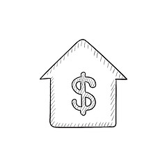 Image showing House with dollar symbol sketch icon.