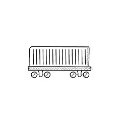 Image showing Cargo wagon sketch icon.