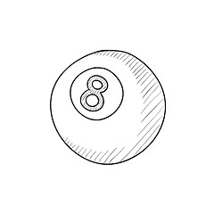 Image showing Billiard ball sketch icon.