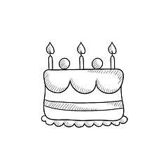 Image showing Birthday cake with candles sketch icon.