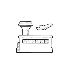 Image showing Plane taking off sketch icon.