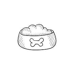 Image showing Dog bowl with food sketch icon.