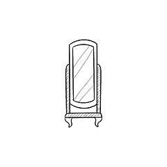 Image showing Swivel mirror on stand sketch icon.