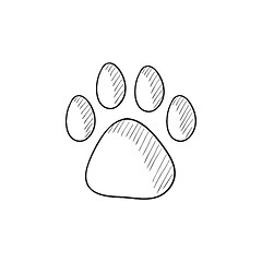 Image showing Paw print sketch icon.