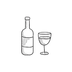 Image showing Bottle of wine sketch icon.