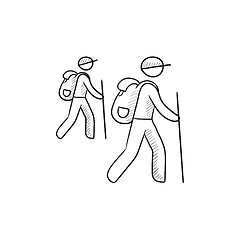 Image showing Tourist backpackers sketch icon.