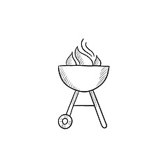 Image showing Kettle barbecue grill sketch icon.