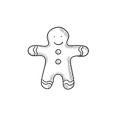 Image showing Gingerbread man sketch icon.