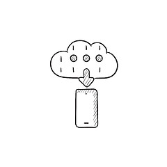 Image showing Cloud computing sketch icon.