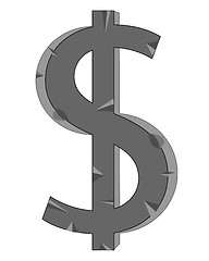Image showing Sign dollar from stone