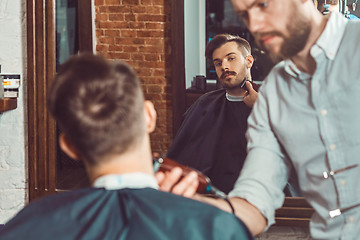 Image showing Hipster client visiting barber shop