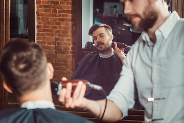 Image showing Hipster client visiting barber shop