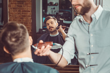 Image showing Hipster client visiting barber shop