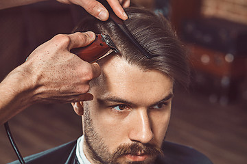 Image showing Hipster client visiting barber shop