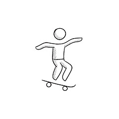 Image showing Man riding on skateboard  sketch icon.