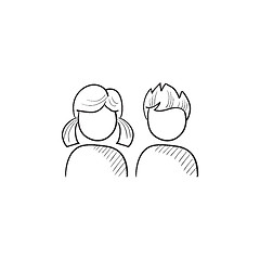 Image showing Girl and boy sketch icon.