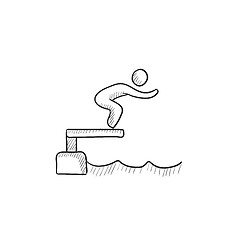 Image showing Swimmer jumping in pool sketch icon.