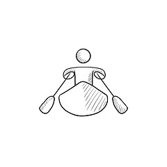 Image showing Man kayaking sketch icon.