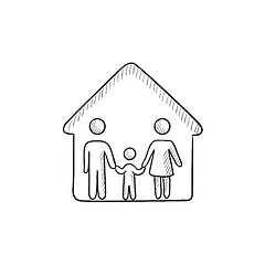 Image showing Family house sketch icon.