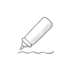 Image showing Sauce bottle sketch icon.