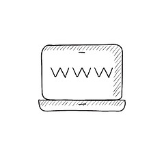 Image showing Website on laptop screen sketch icon.