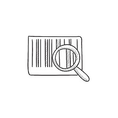 Image showing Magnifying glass and barcode sketch icon.