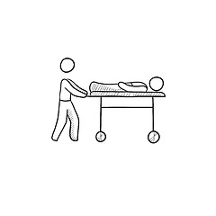 Image showing Man pushing stretchers sketch icon.