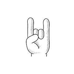 Image showing Rock and roll hand sign sketch icon.