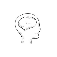 Image showing Human head with brain sketch icon.