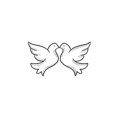 Image showing Wedding doves sketch icon.