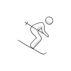 Image showing Downhill skiing sketch icon.