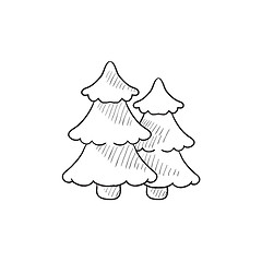 Image showing Pine trees sketch icon.