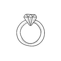 Image showing Diamond ring sketch icon.