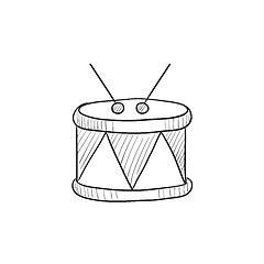 Image showing Drum with sticks sketch icon.