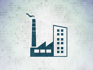 Image showing Business concept: Industry Building on Digital Data Paper background