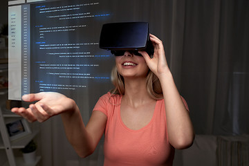 Image showing woman in virtual reality headset or 3d glasses