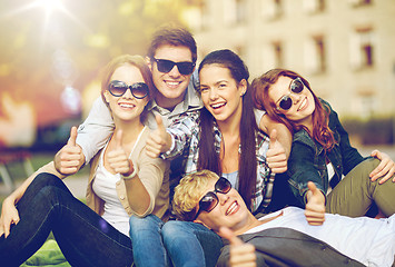 Image showing group of students or teenagers showing thumbs up