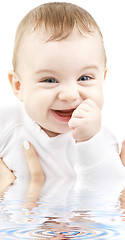 Image showing laughing baby in water