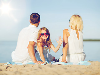 Image showing happy family on the beach