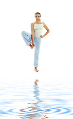 Image showing yoga standing on white sand