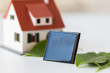 Image showing close up of house model and solar battery or cell