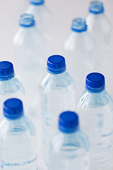 Image showing close up of plastic bottles with drinking water