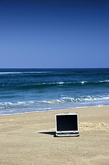 Image showing Laptop on the beach