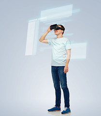 Image showing happy man in virtual reality headset or 3d glasses