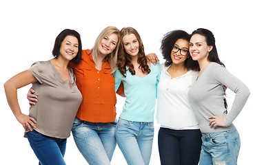 Image showing group of happy different women in casual clothes