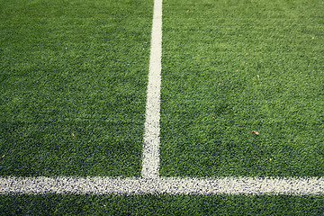 Image showing close up of football field with line and grass