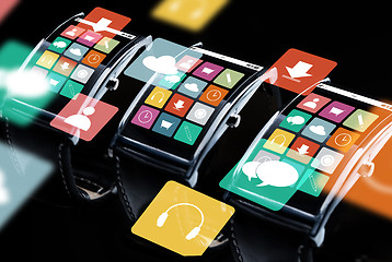 Image showing close up of smart watch set with menu icons