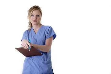 Image showing Lady therapist holding patient chart