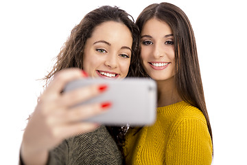 Image showing Girls taking selfie